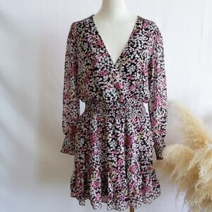 Michael Kors Floral Mini Dress - Black, Pink, White